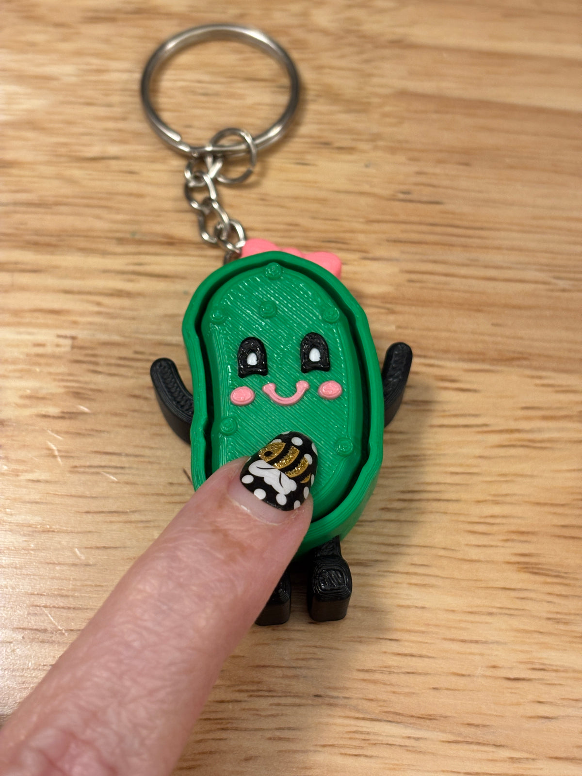 Pink Smile Pickle Key chain clicker, Customize Pickle with Pink Smile Fidget Clicker, Key chain Pickle Clicker, Fidget Pickle key chain