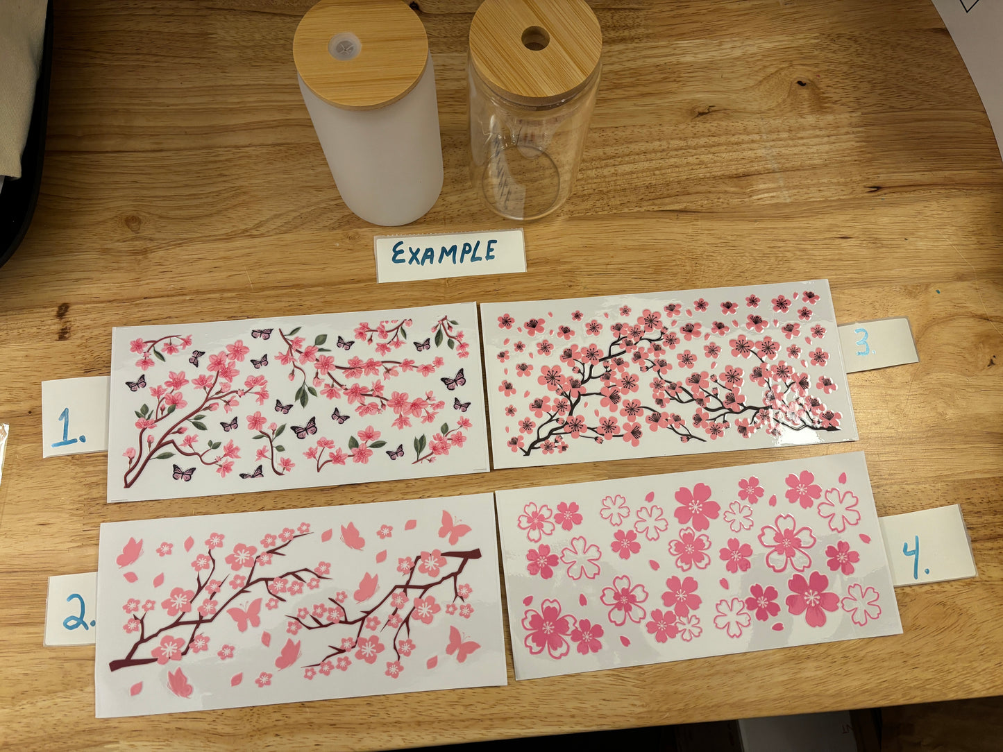 Cherry blossom Glass Tumbler, Clear or Frosted Tumblers option