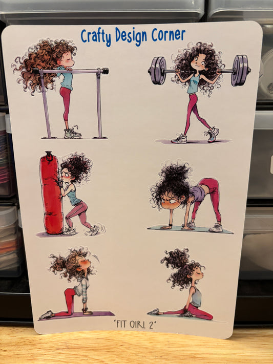 Gym girl sticker sheet, fit girl, workout girl sticker sheet.