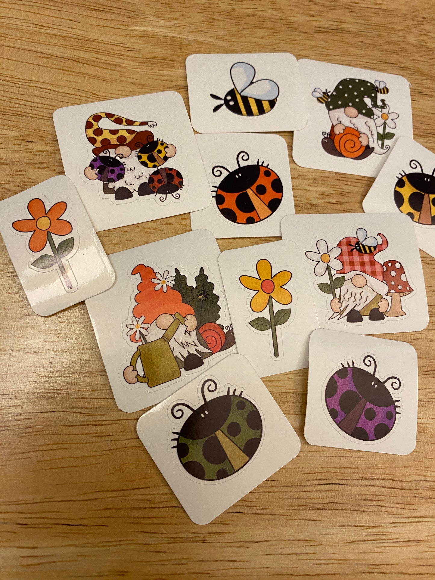 Garden Gnomies Sticker pack, Garden Gnome Stickers, Lady Bug Sticker