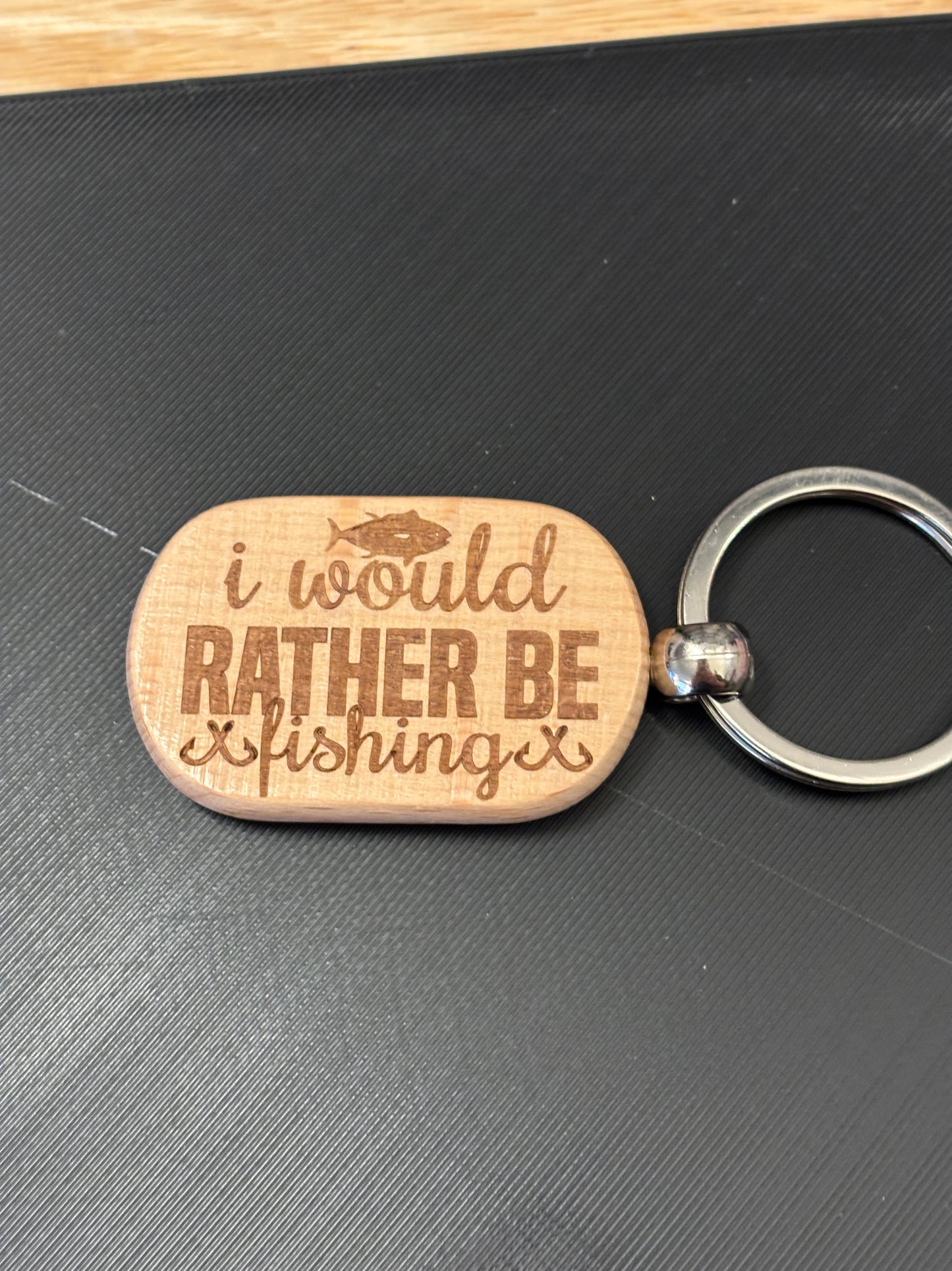 I Would Rather be Fishing Key chain, Fishing Key chain, Custom key chain, Engraved Keyc hain, Wooden Key chain