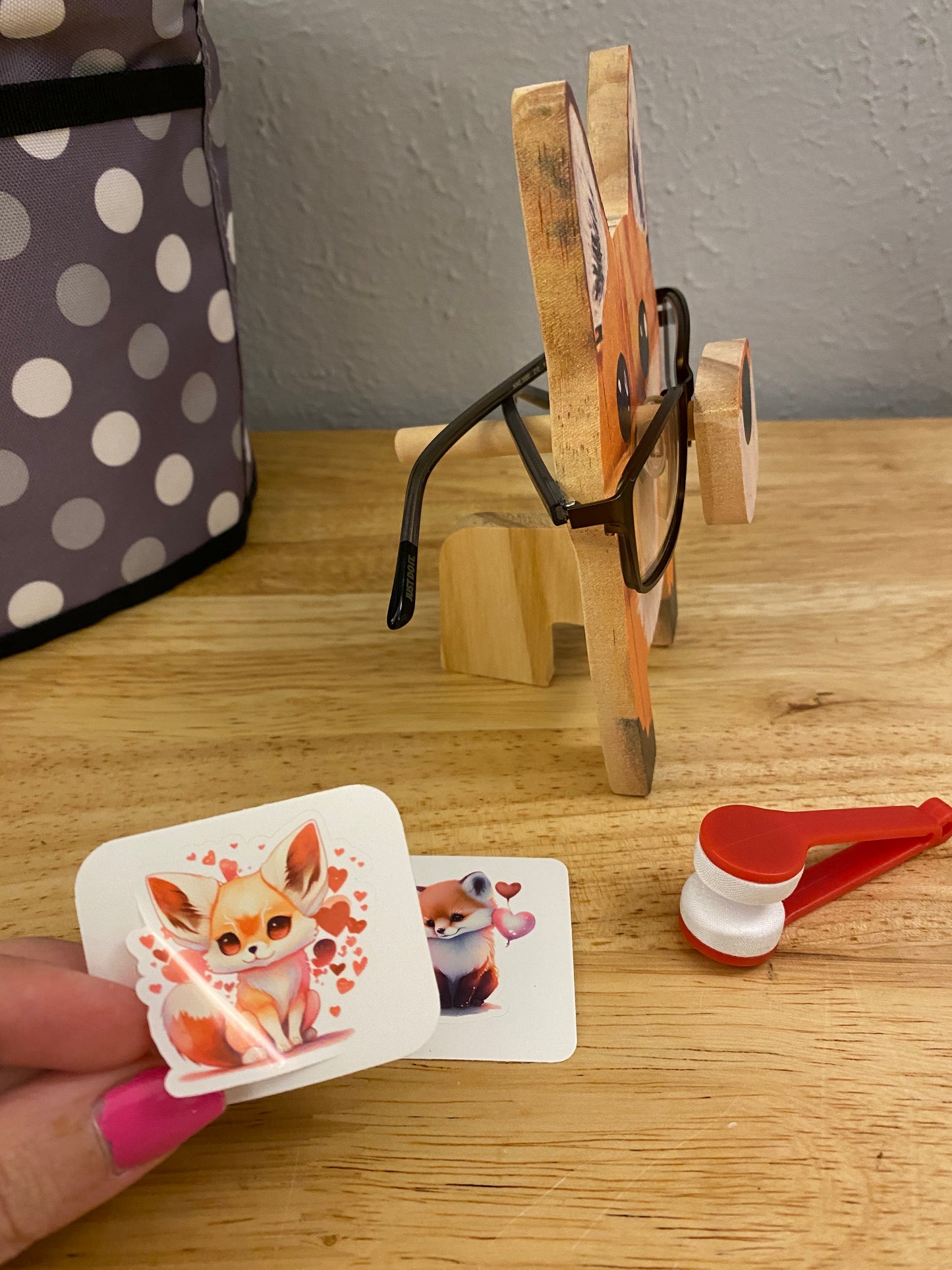 Red Fox Glasses Holder, wooden eyeglasses stand, Fox eyeglasses stand