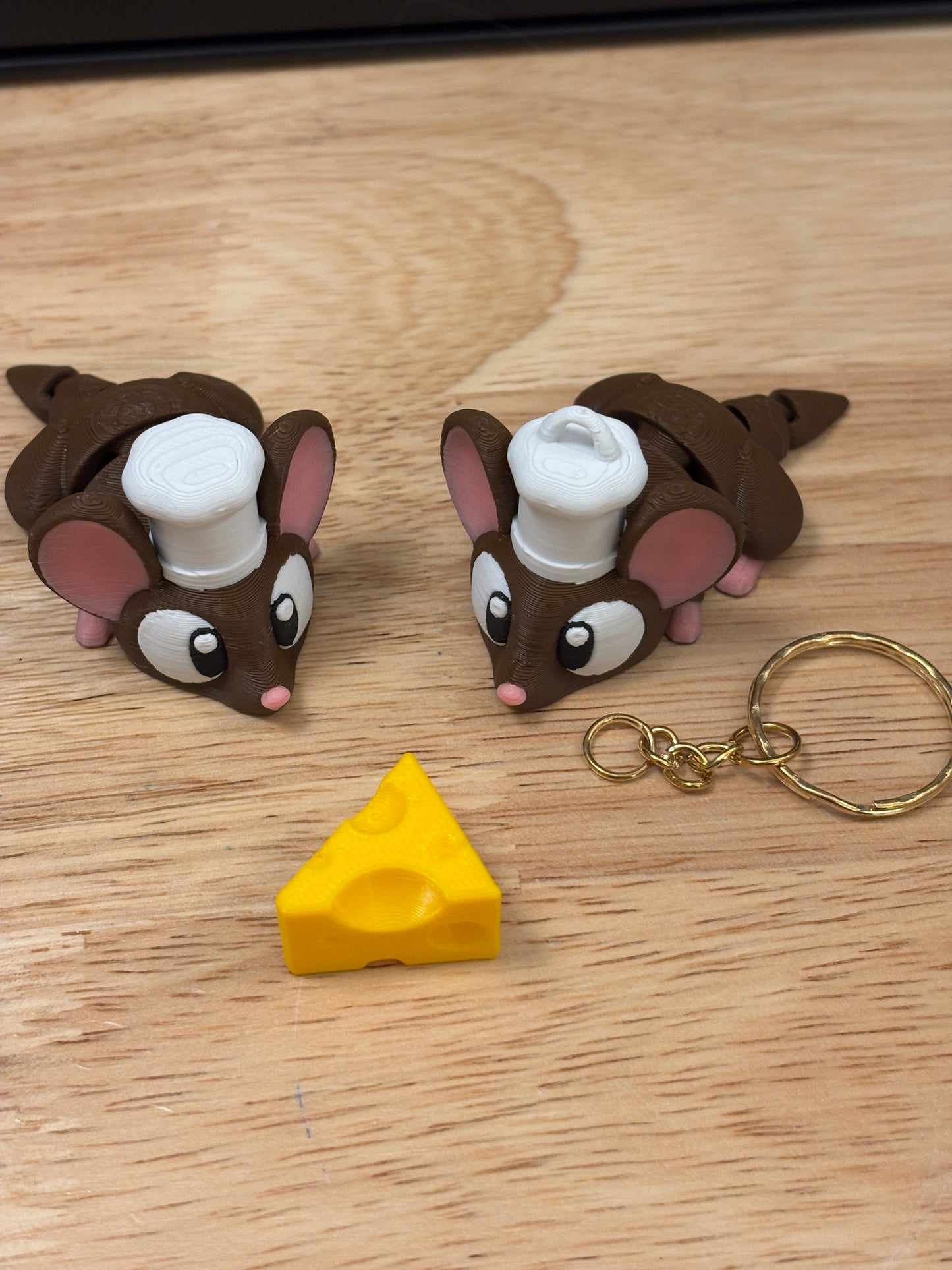 2 Cute Mice key chains, 3D printed mouse key chain