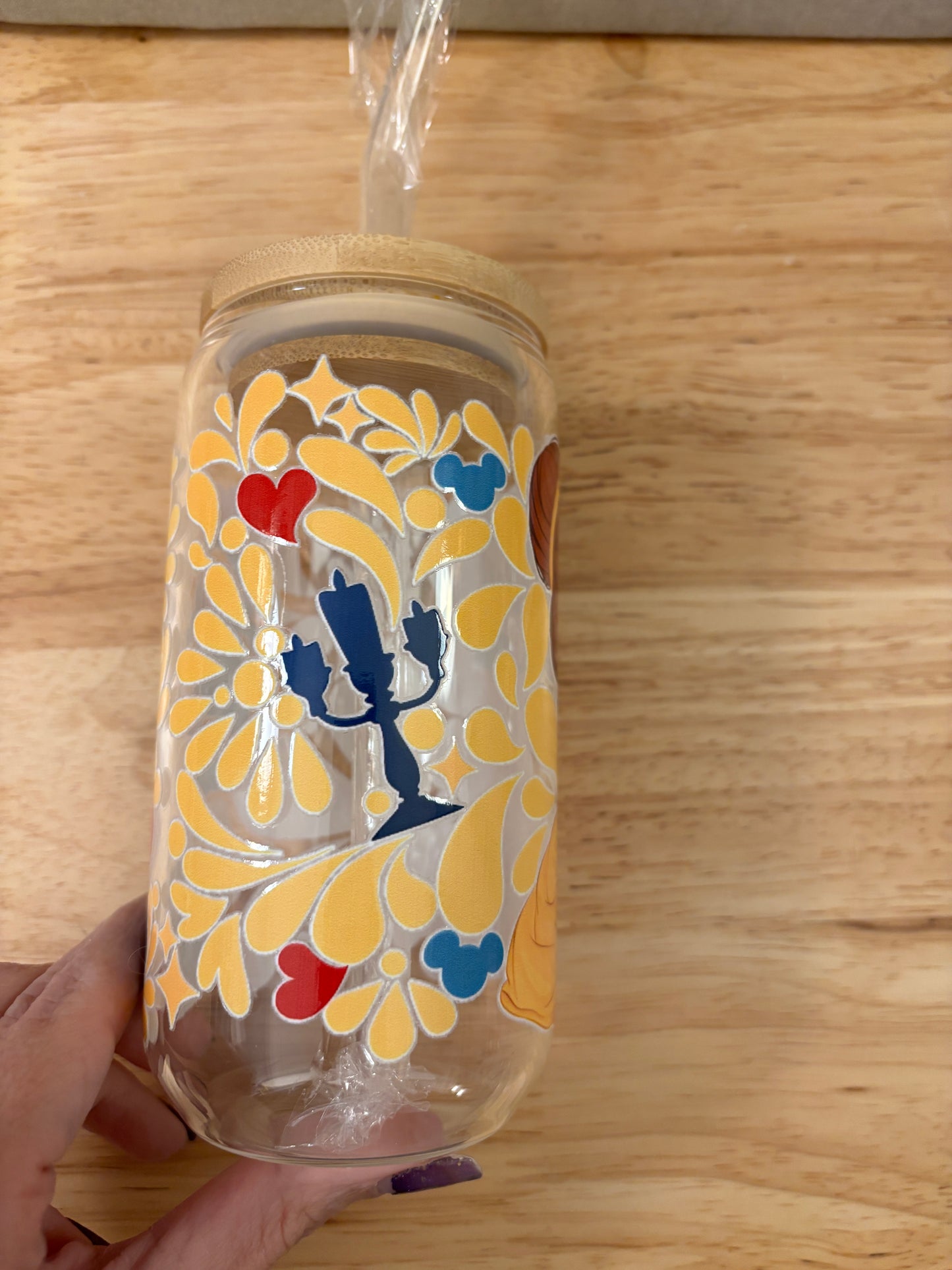 Yellow Princess tumbler with stickers bundle