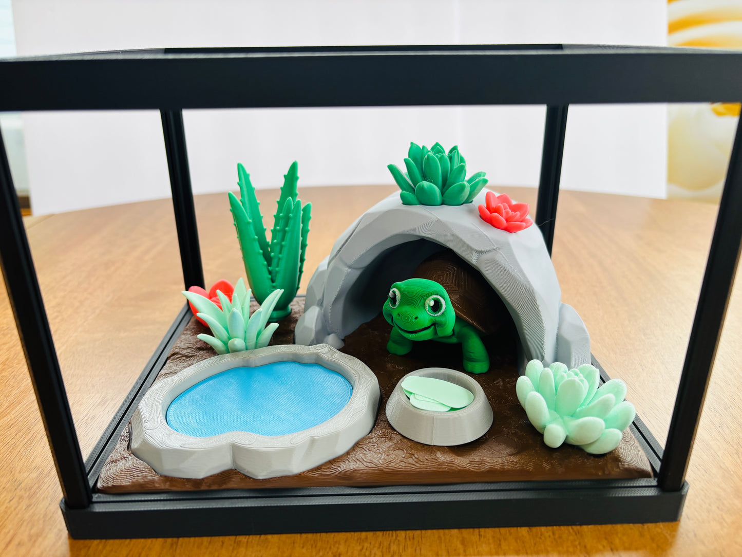 DIY Greek Tortoise terrarium, 3D printed tiny terrarium with tortie