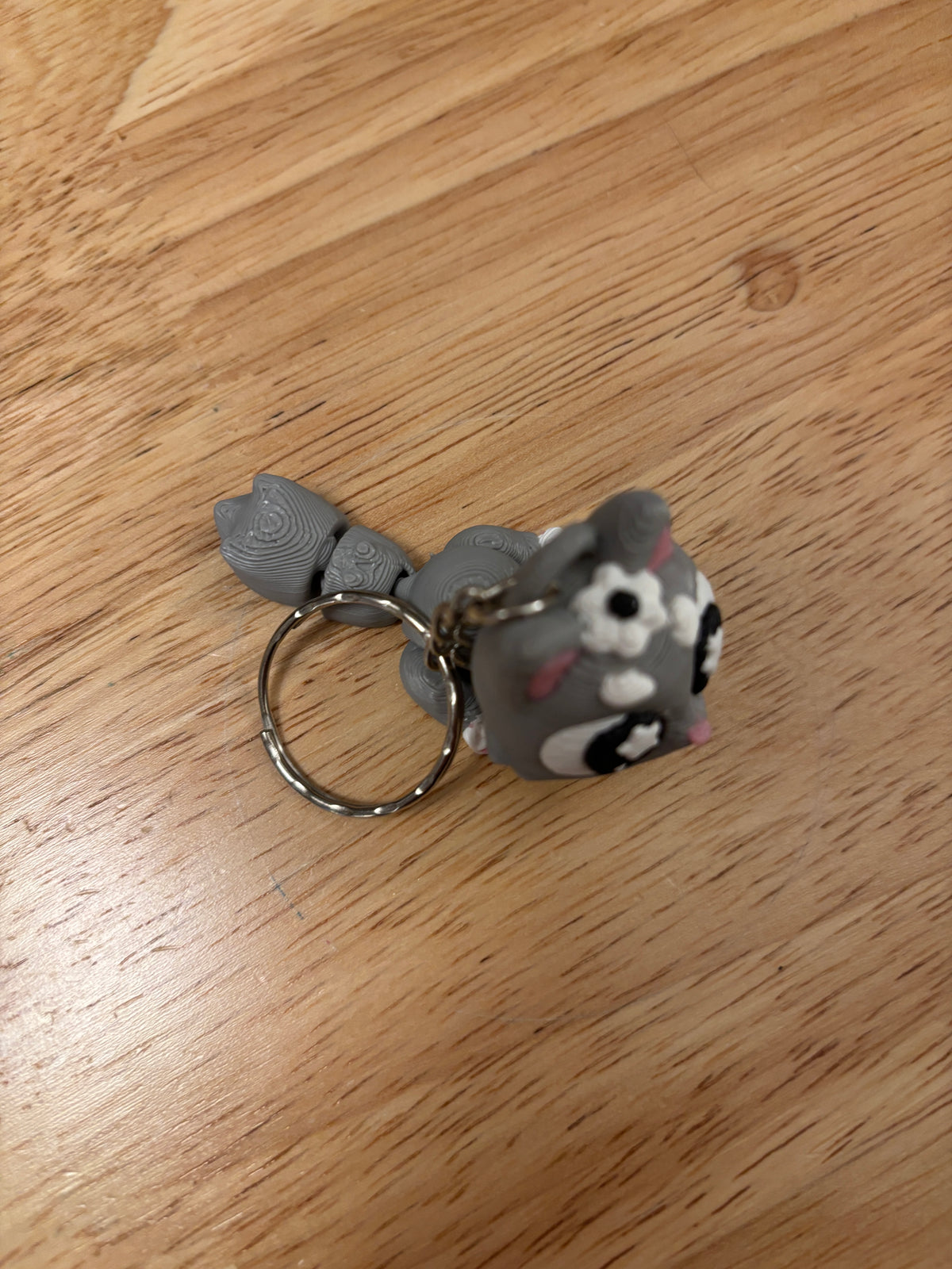 Grey Cat key chain, 3D printed cat key chain, Tux kitty keychain