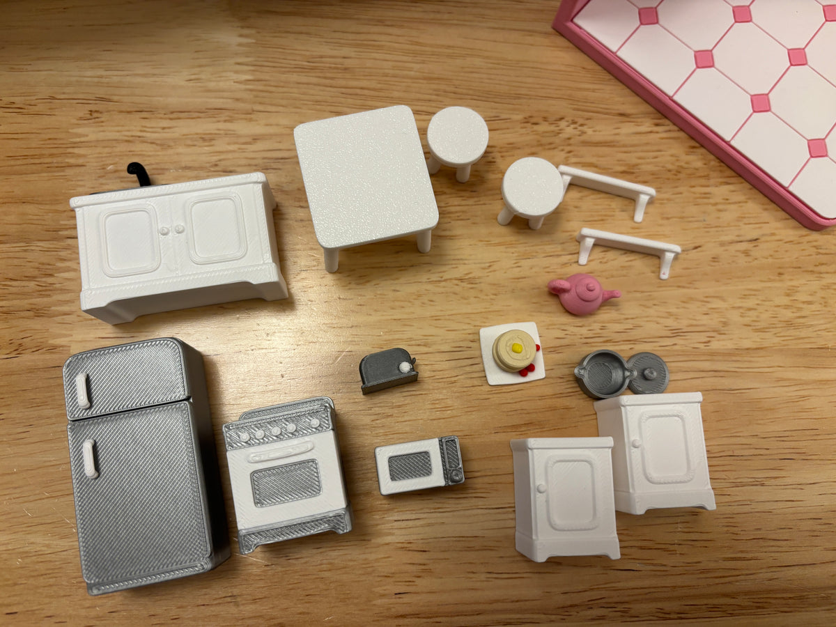 Custom Tiny Kitchen Room, 3D printed kitchen room, Kitchen room, Tiny Room, interconnecting rooms, Cute Kitchen setup