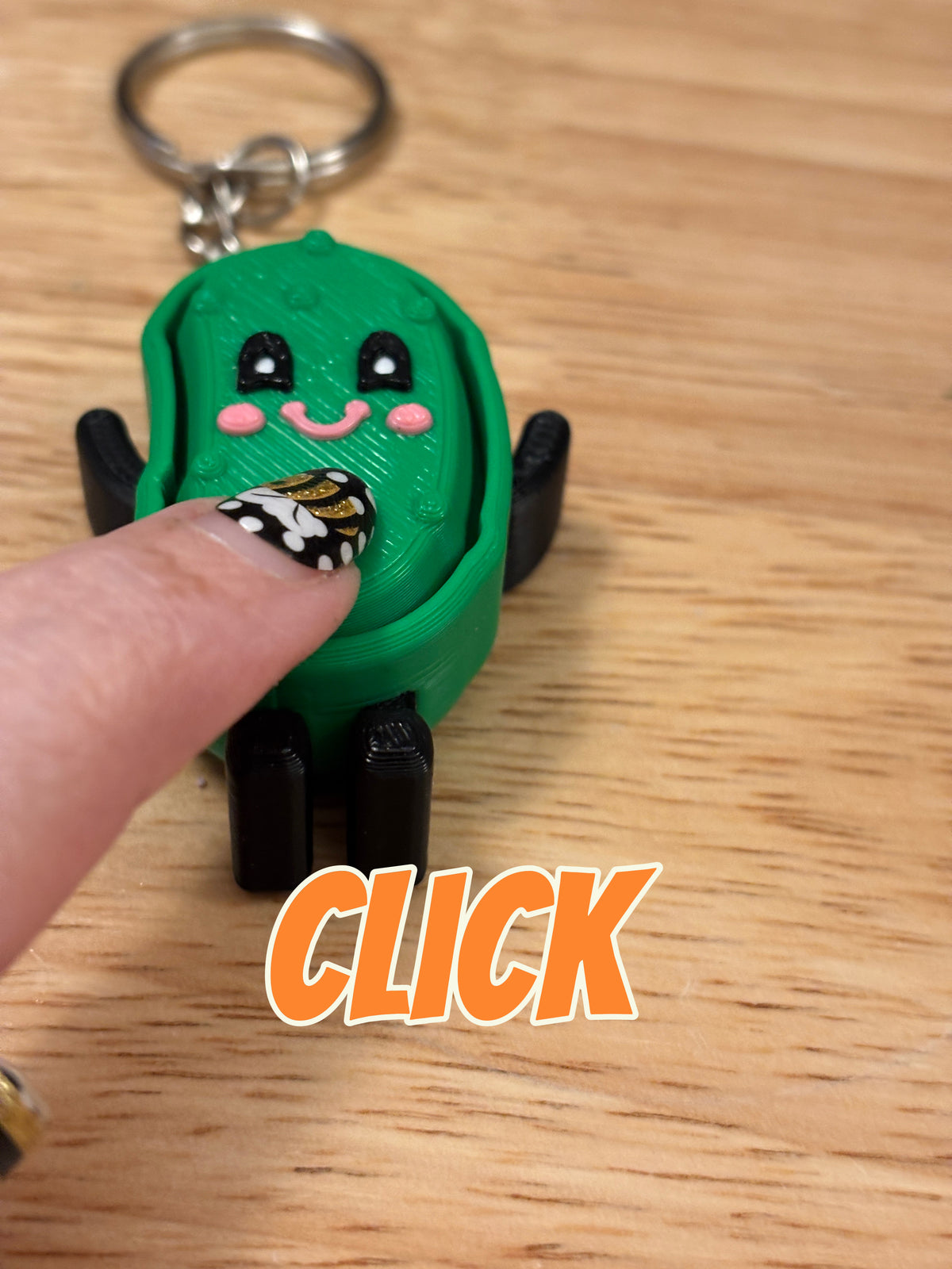Pink Smile Pickle Key chain clicker, Customize Pickle with Pink Smile Fidget Clicker, Key chain Pickle Clicker, Fidget Pickle key chain
