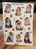 2 sheets Santa kitties sticker, Santa cats Sticker Sheet, cat Sticker Sheet, Christmas Kitties, Christmas Cat Stickers, Cat with Santa hat