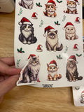 2 sheets Santa kitties sticker, Santa cats Sticker Sheet, cat Sticker Sheet, Christmas Kitties, Christmas Cat Stickers, Cat with Santa hat