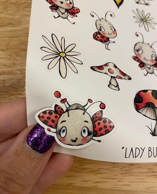 2 sheets of Lady Bugs sticker, LadyBug Sticker Sheet