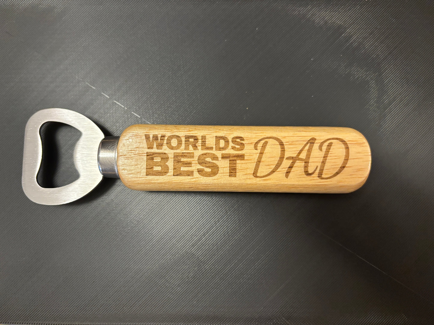 Worlds Best Dad bottle opener, Custom bottle opener, Engraved wooden bottle opener