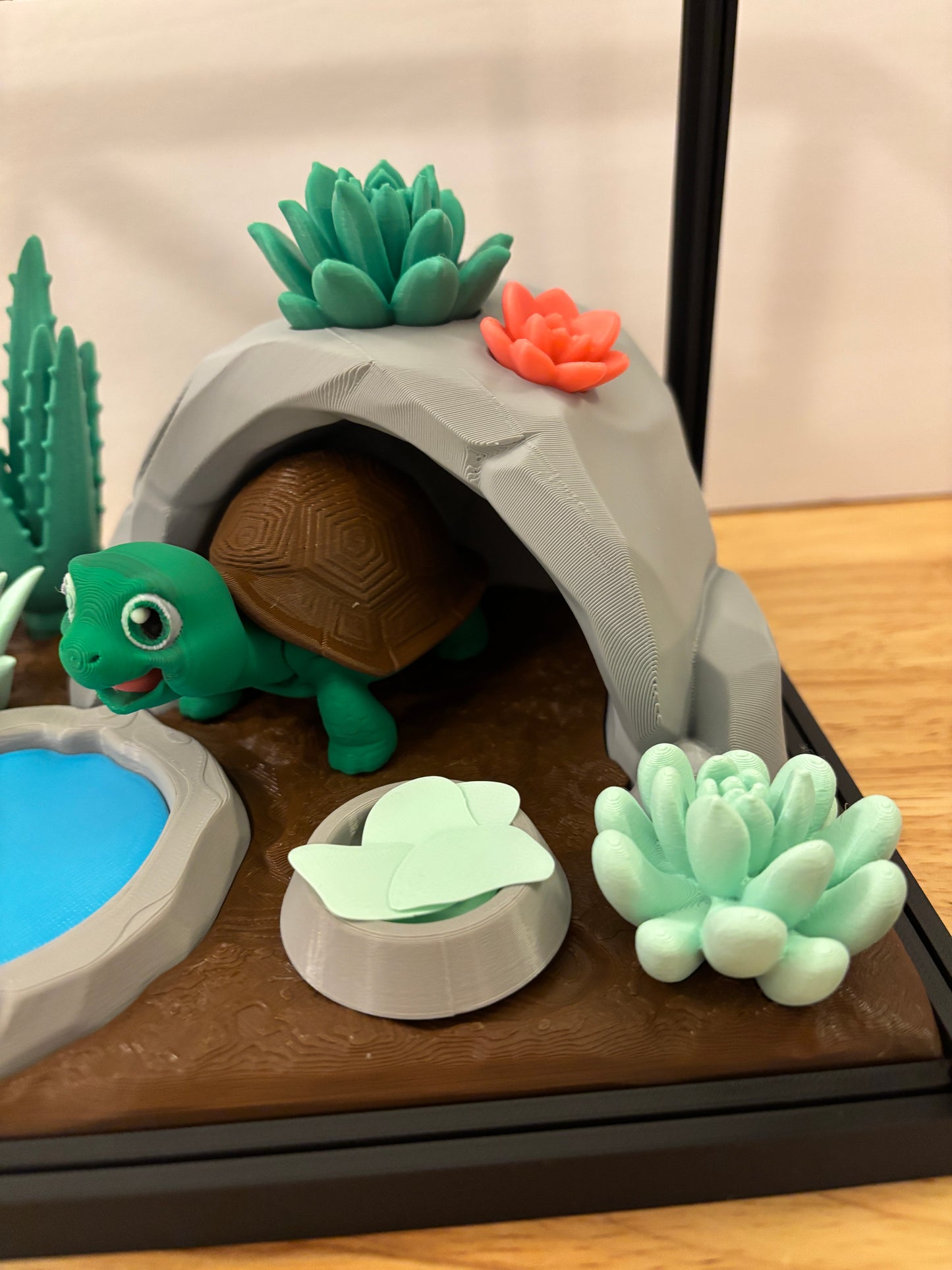 DIY Greek Tortoise terrarium, 3D printed tiny terrarium with tortie