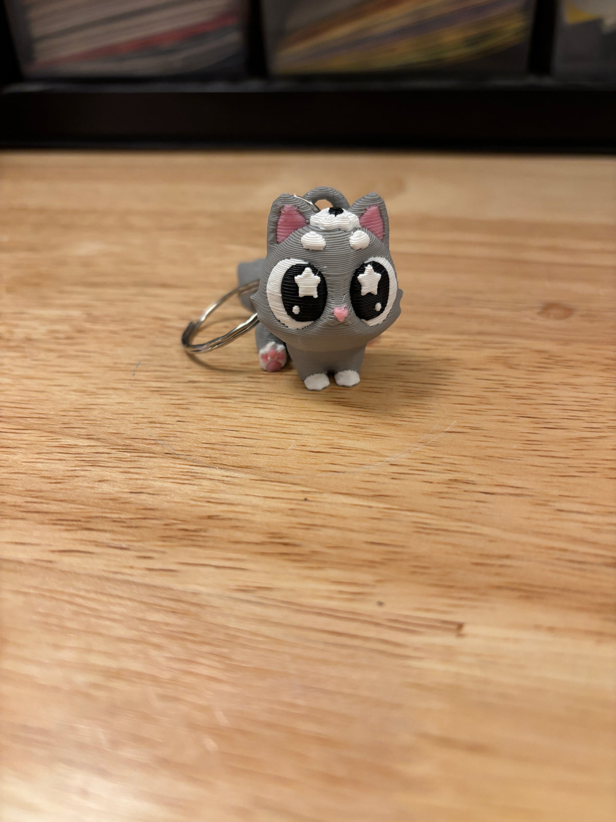 Grey Cat key chain, 3D printed cat key chain, Tux kitty keychain