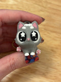Grey Cat key chain, 3D printed cat key chain, Tux kitty keychain