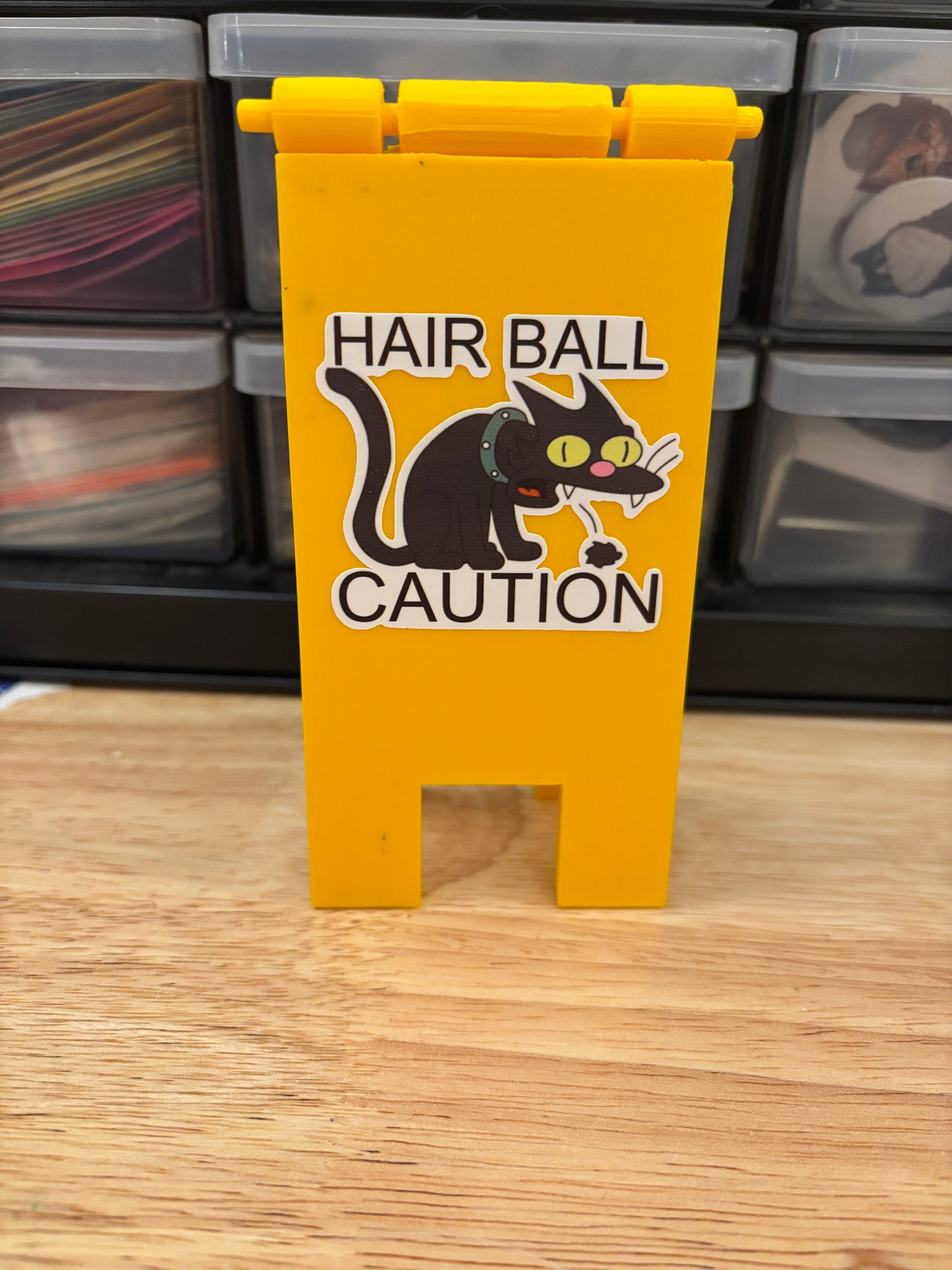 Caution Cat Hairball sign