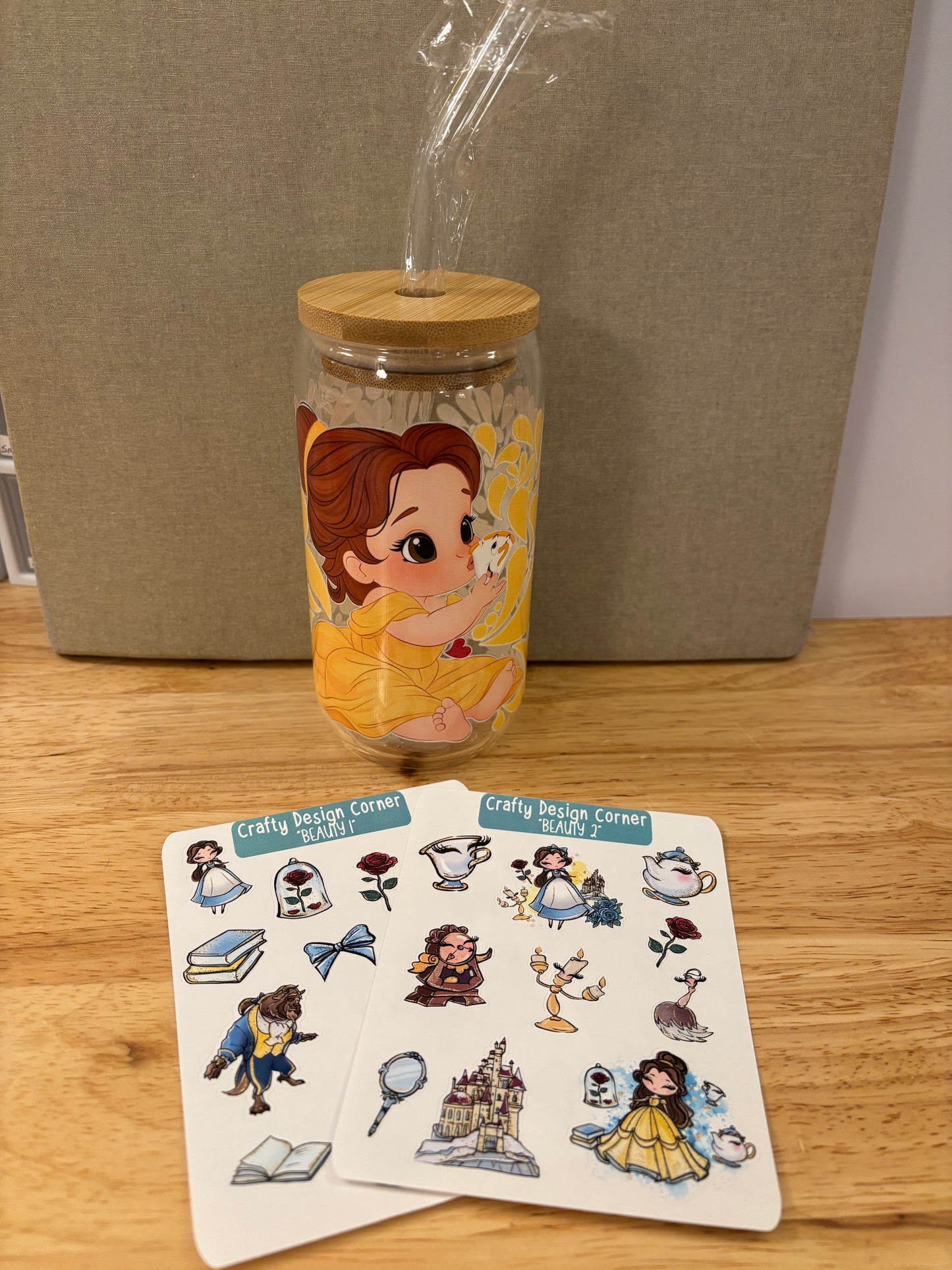 Yellow Princess tumbler with stickers bundle