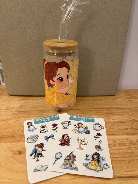 Yellow Princess tumbler with stickers bundle