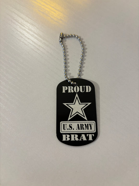 Proud Army Brat key chain, army brat dog tag