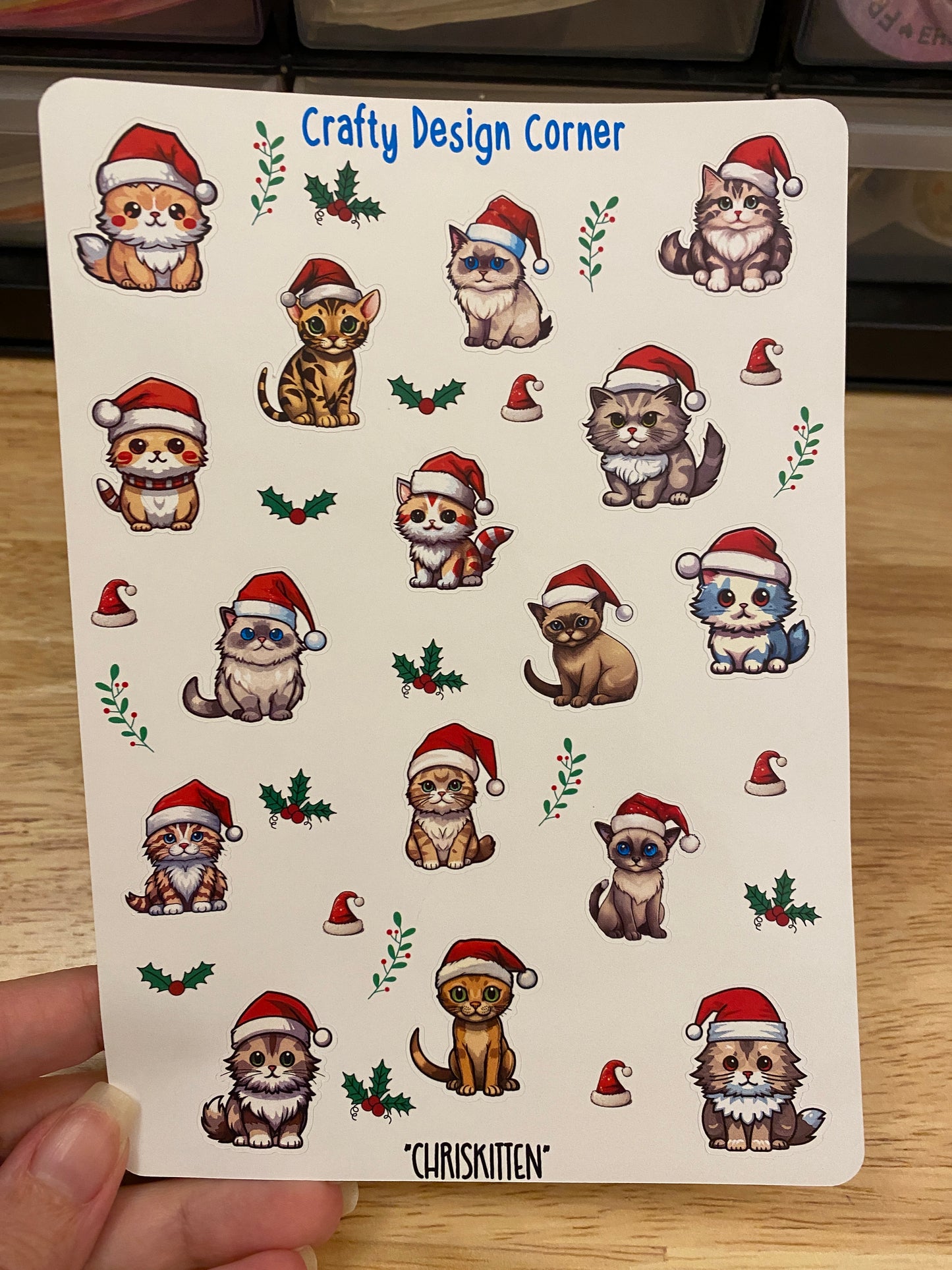 2 sheets Santa kitties sticker, Santa cats Sticker Sheet, cat Sticker Sheet, Christmas Kitties, Christmas Cat Stickers, Cat with Santa hat