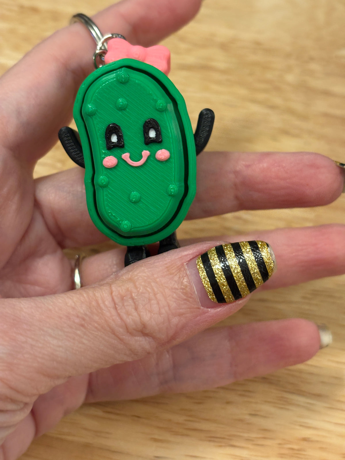 Pink Smile Pickle Key chain clicker, Customize Pickle with Pink Smile Fidget Clicker, Key chain Pickle Clicker, Fidget Pickle key chain