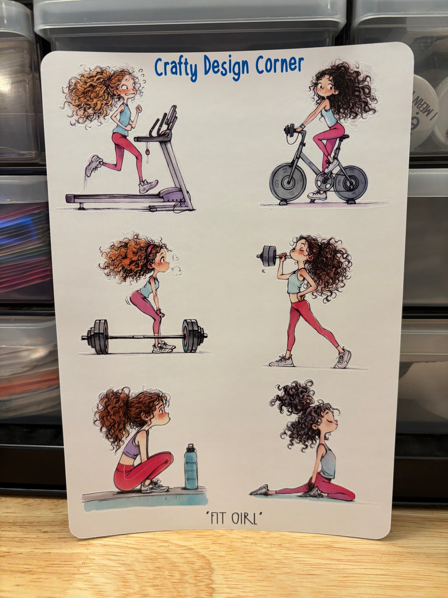 Bench Gym girl sticker sheet, fit girl, workout girl sticker sheet.
