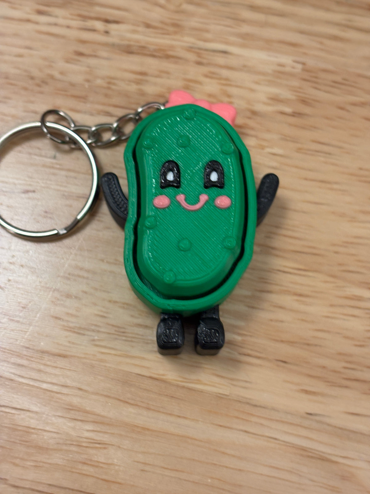 Pink Smile Pickle Key chain clicker, Customize Pickle with Pink Smile Fidget Clicker, Key chain Pickle Clicker, Fidget Pickle key chain