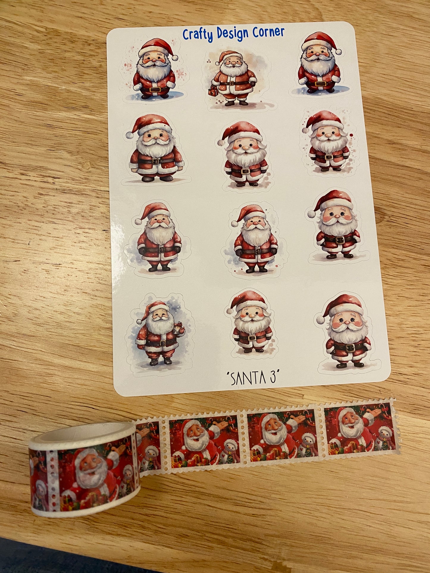 Bundle duo Santa Sticker Sheet and Santa Stamp Washi tape, Santa sheet, Stamp washi tape