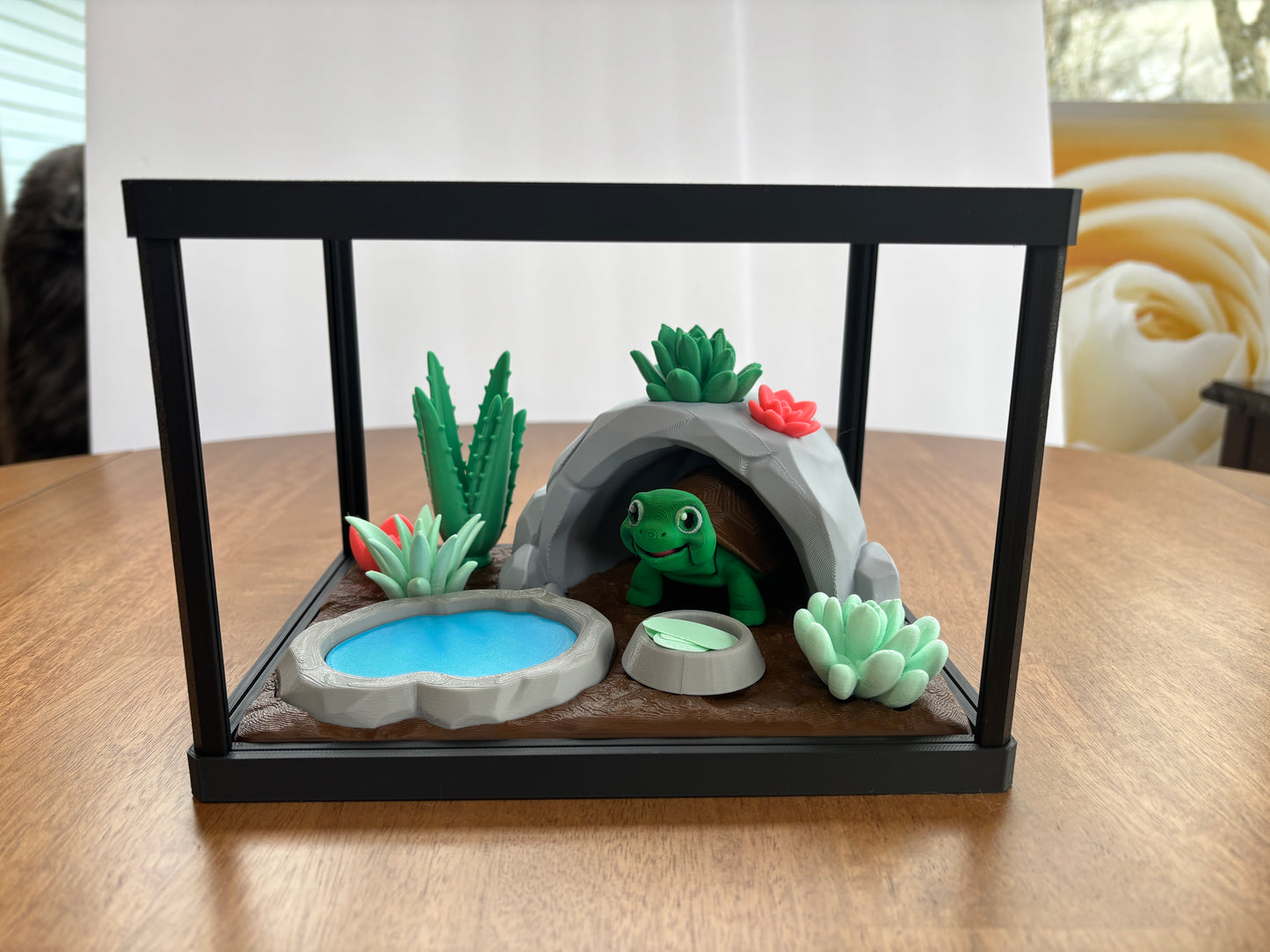 DIY Greek Tortoise terrarium, 3D printed tiny terrarium with tortie
