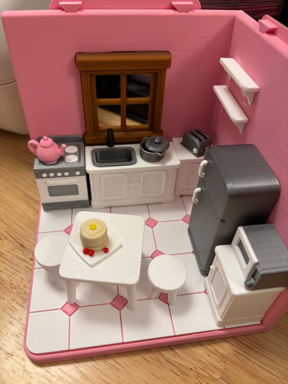 Custom Tiny Kitchen Room, 3D printed kitchen room, Kitchen room, Tiny Room, interconnecting rooms, Cute Kitchen setup