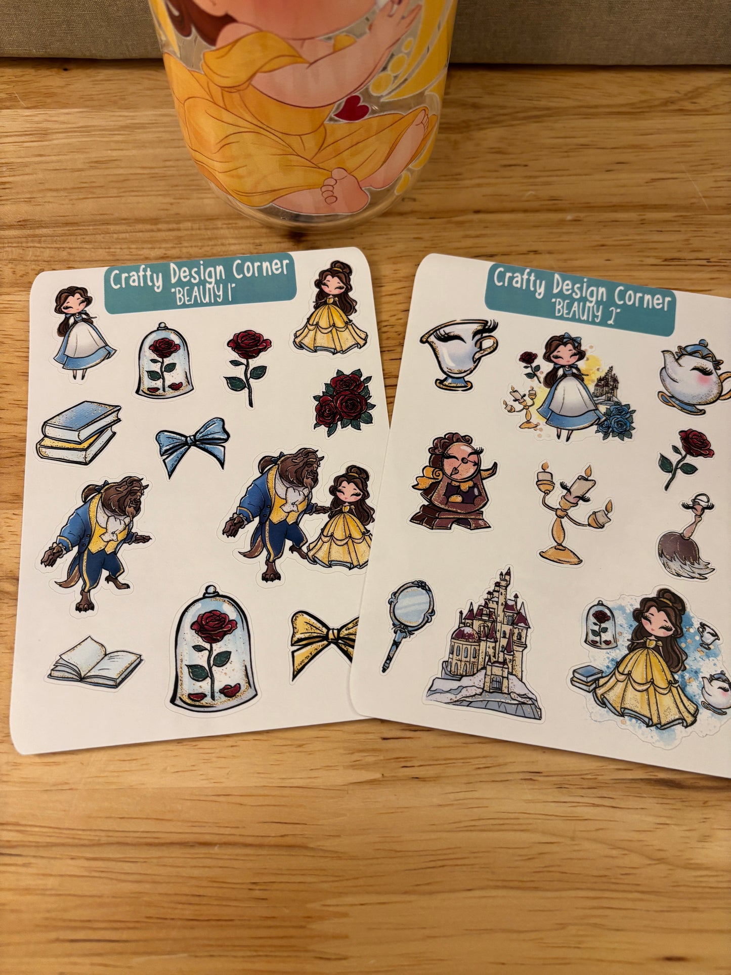 Yellow Princess tumbler with stickers bundle