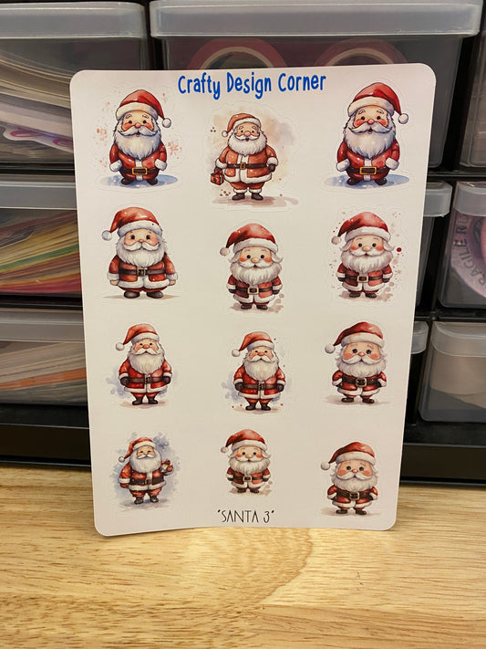 Cute Santa Stickers, Christmas Sticker Sheet, Christmas Stickers, Santa sheet