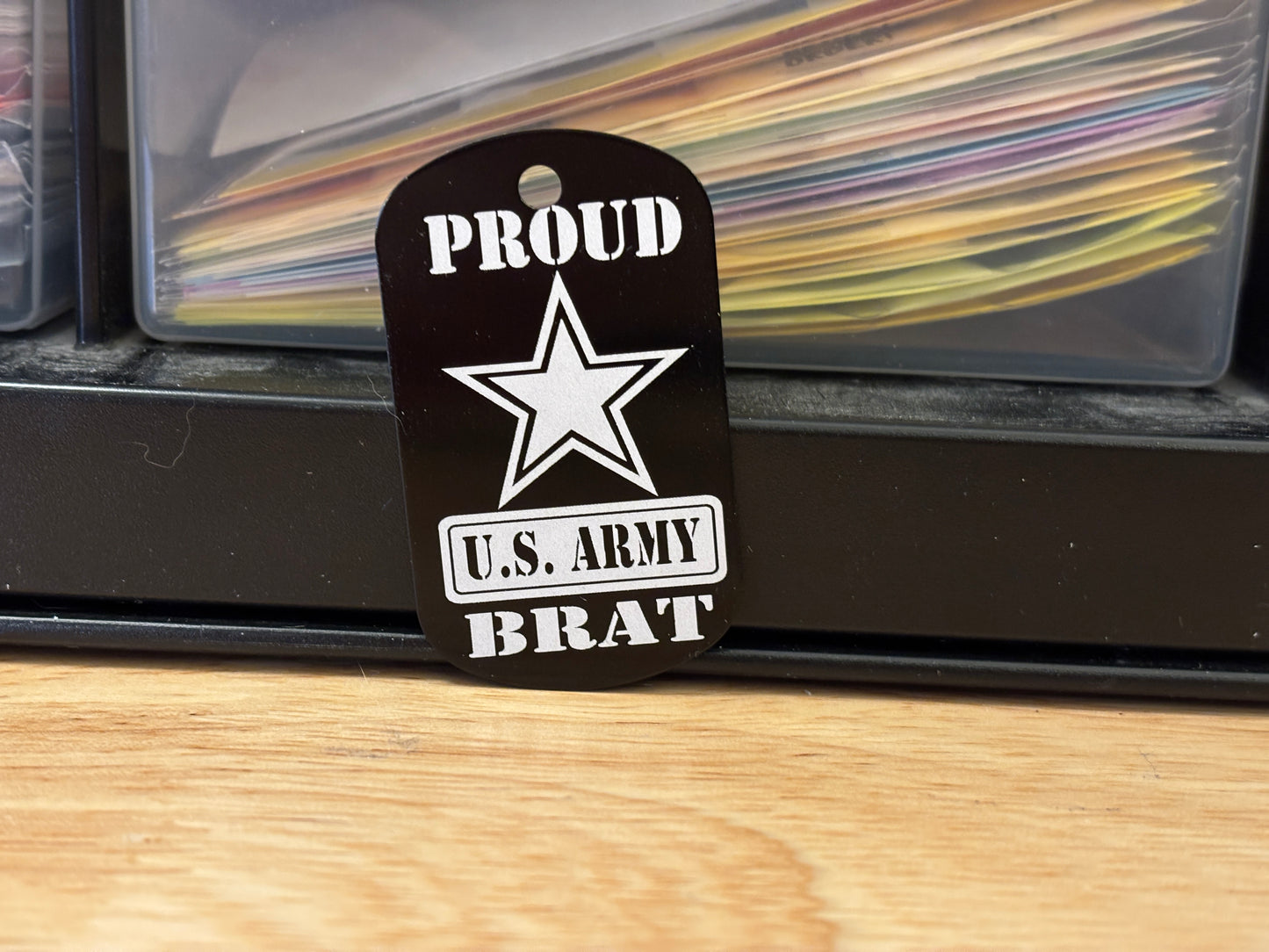 Proud Army Brat key chain, army brat dog tag
