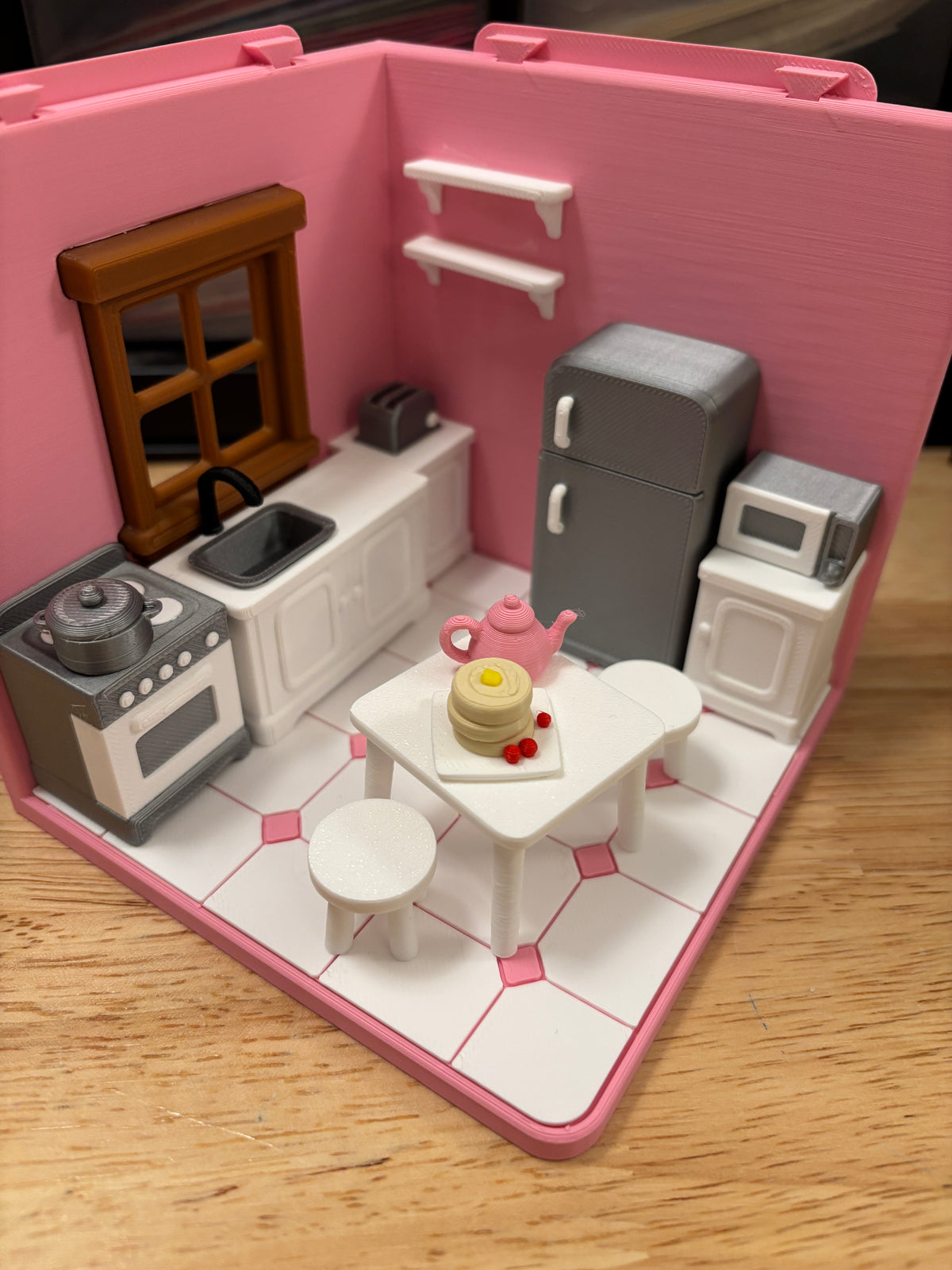 Custom Tiny Kitchen Room, 3D printed kitchen room, Kitchen room, Tiny Room, interconnecting rooms, Cute Kitchen setup