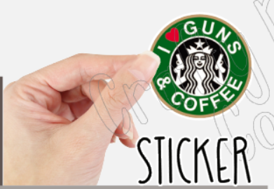 Bundle I love Guns and Coffee Starbs Tshirt mug totebag and sticker Gift wrapping available
