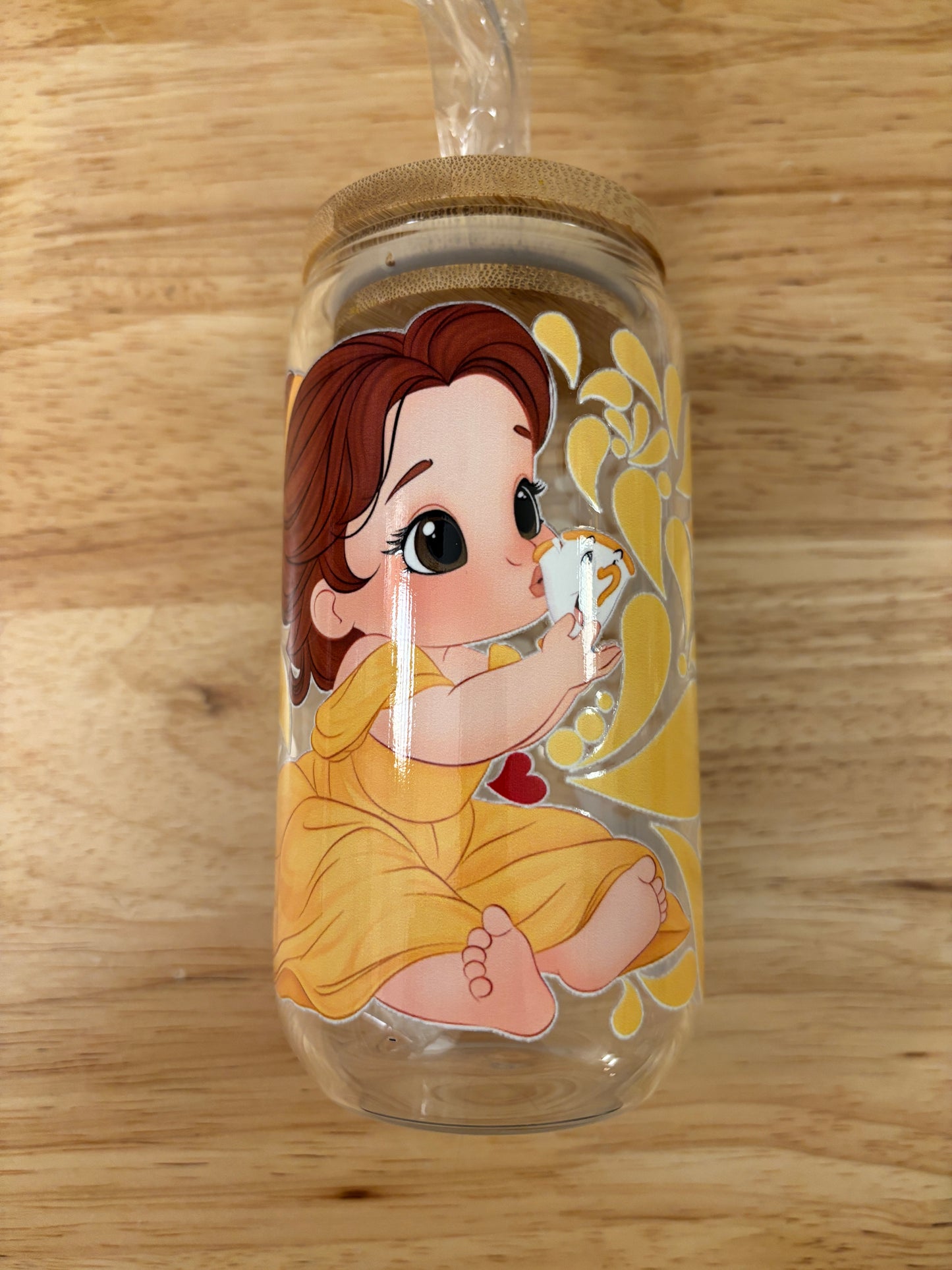 Yellow Princess tumbler with stickers bundle