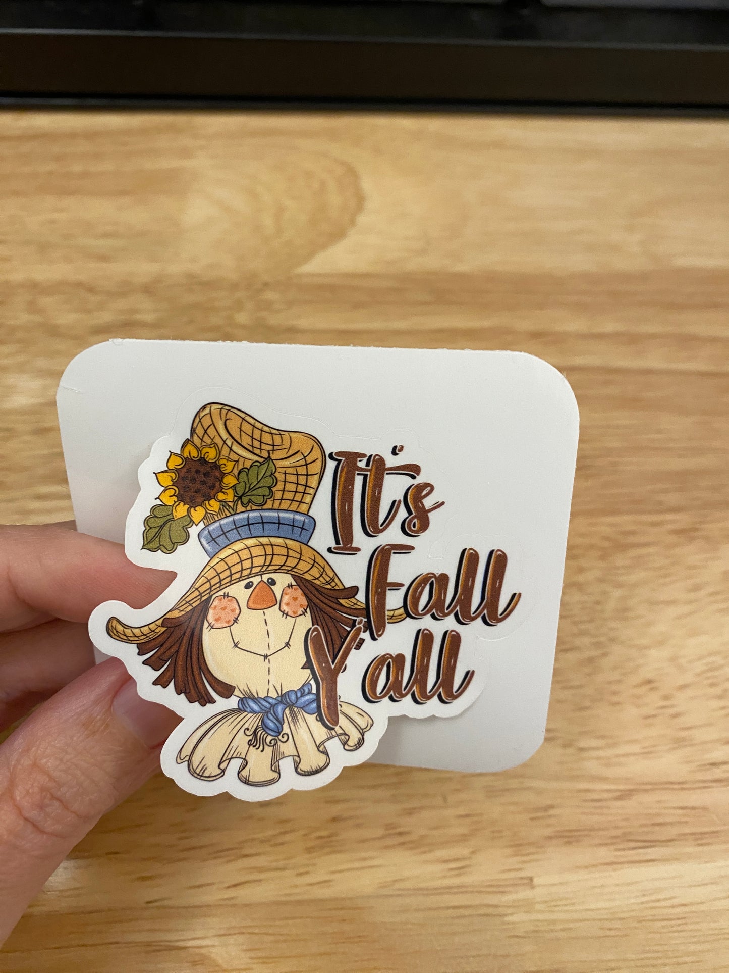 Its Fall yall STICKER, Autumn Sticker, Holographic option, Cute Fall Gnome Design Sticker, Gnomie Love Fall design