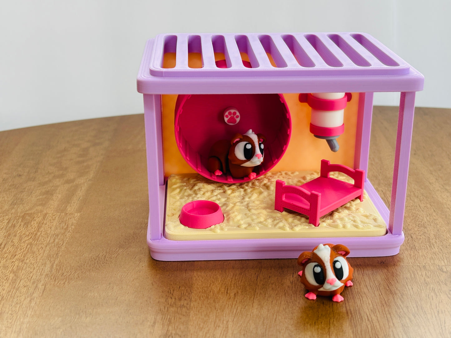 3D Printed Guinea Pig cage with Guinea pigs, 3D printed tiny cage with cute guinea pigs