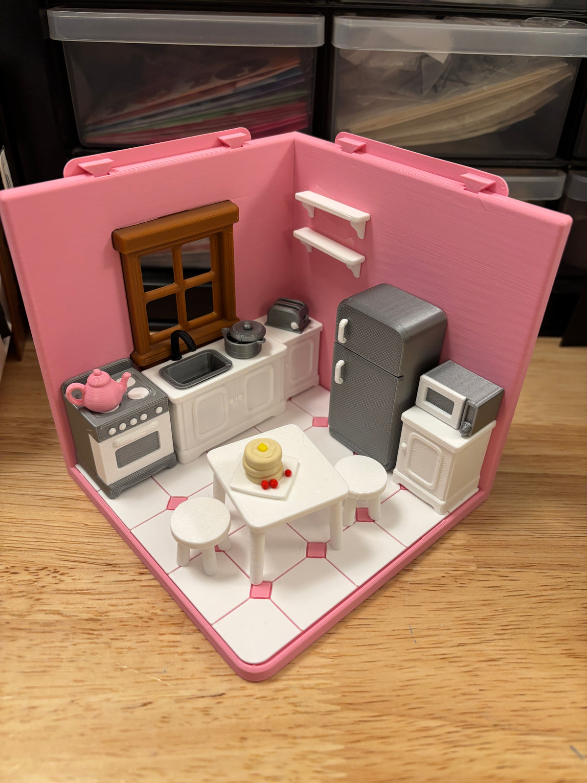 Custom Tiny Kitchen Room, 3D printed kitchen room, Kitchen room, Tiny Room, interconnecting rooms, Cute Kitchen setup
