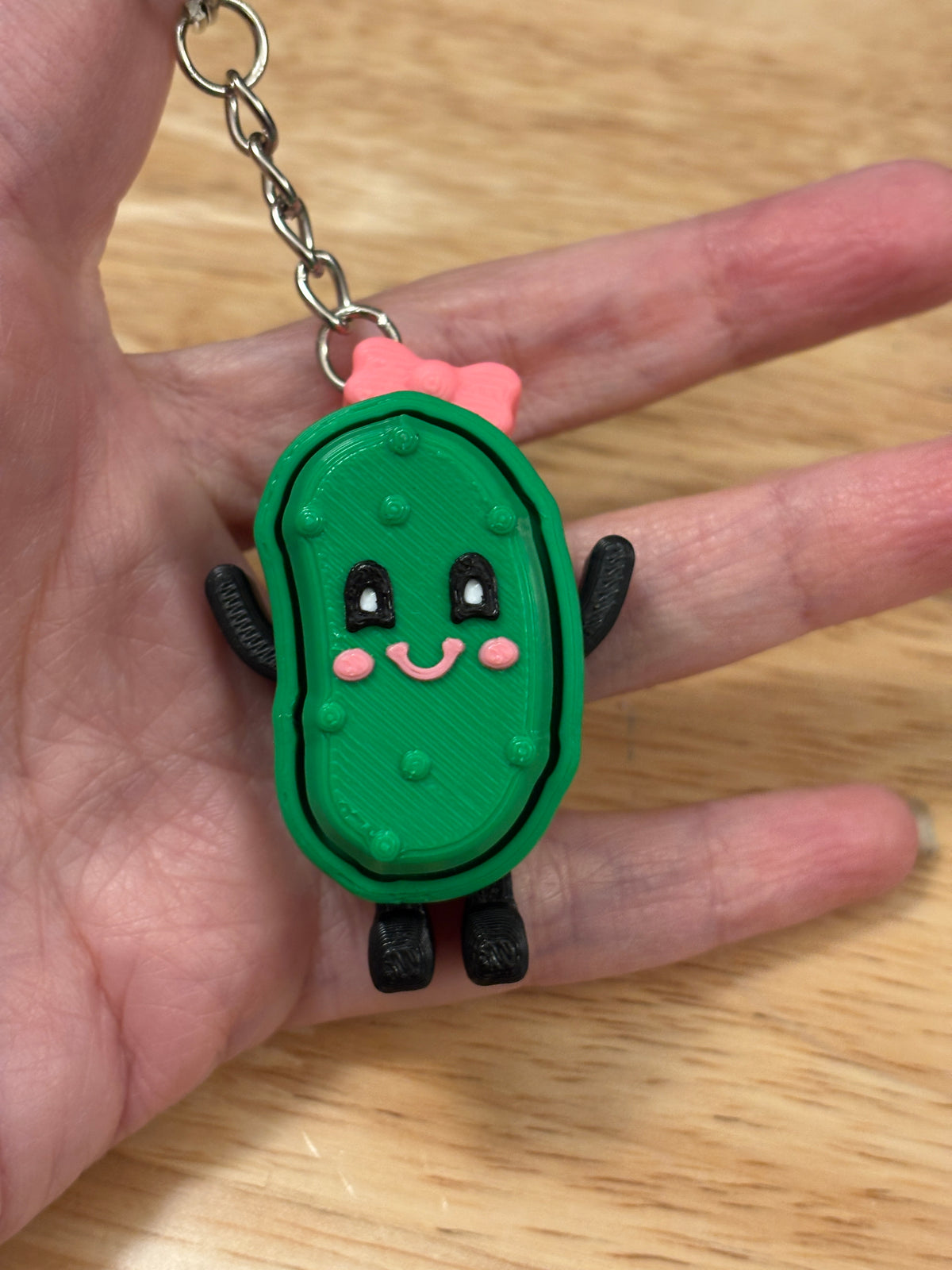 Pink Smile Pickle Key chain clicker, Customize Pickle with Pink Smile Fidget Clicker, Key chain Pickle Clicker, Fidget Pickle key chain