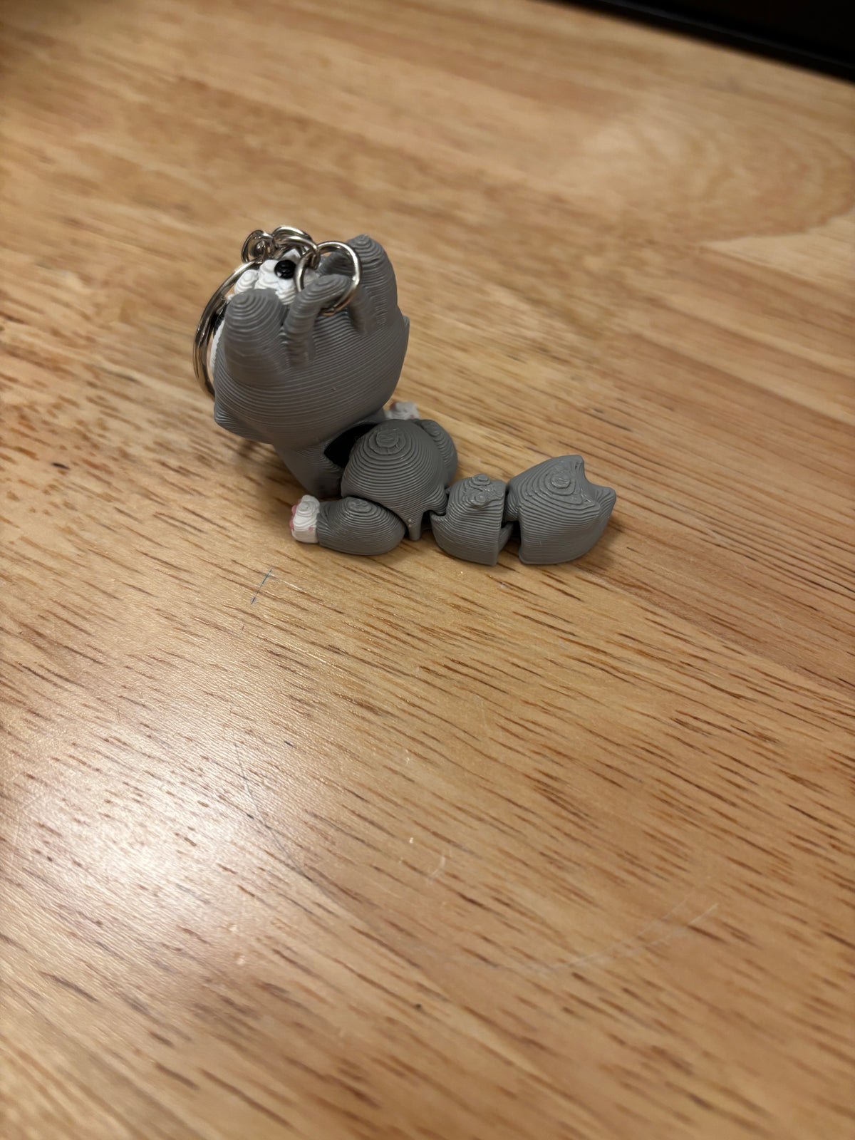 Grey Cat key chain, 3D printed cat key chain, Tux kitty keychain
