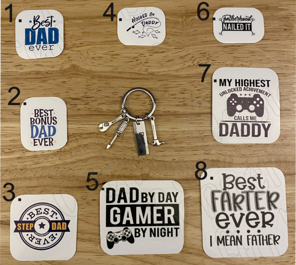 Dad Keychain Bundle with Stickers