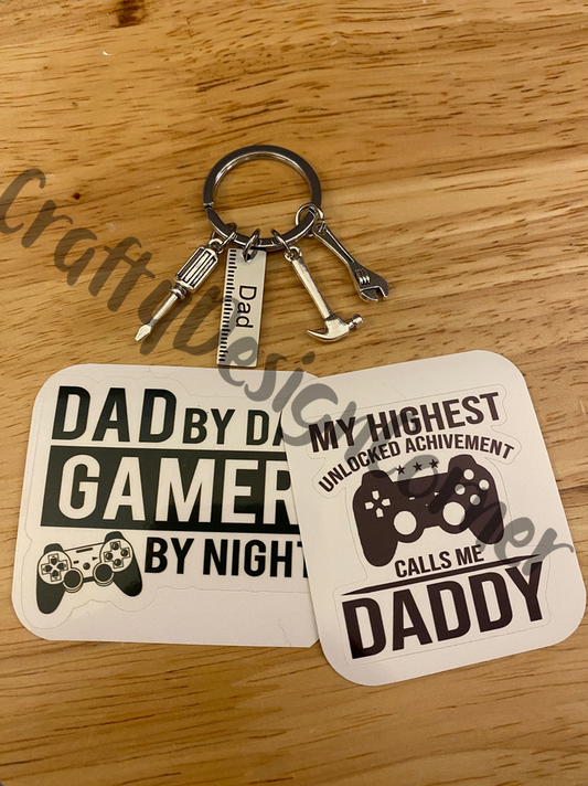 Dad Keychain Bundle with Stickers