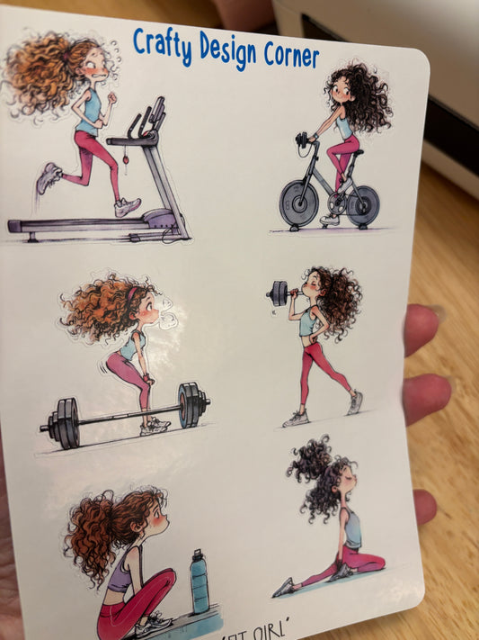 Bench Gym girl sticker sheet, fit girl, workout girl sticker sheet.