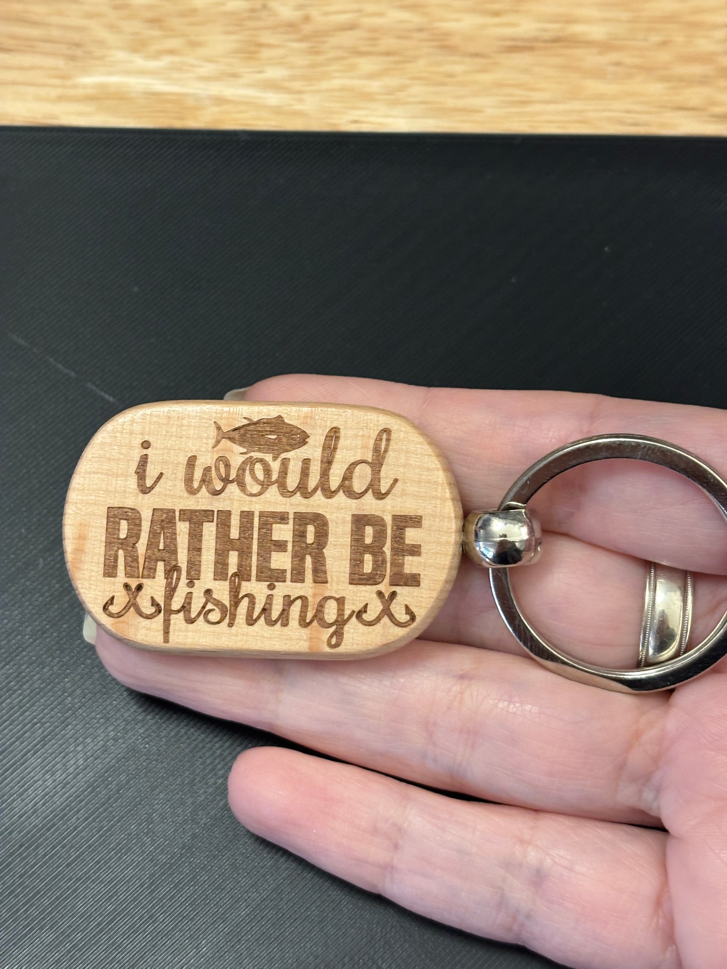 I Would Rather be Fishing Key chain, Fishing Key chain, Custom key chain, Engraved Keyc hain, Wooden Key chain