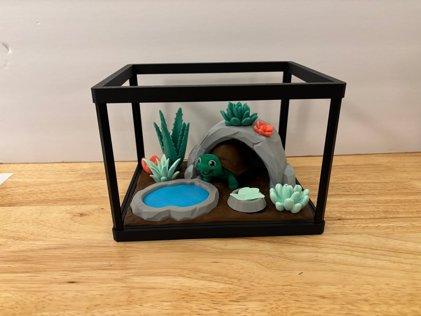 DIY Greek Tortoise terrarium, 3D printed tiny terrarium with tortie