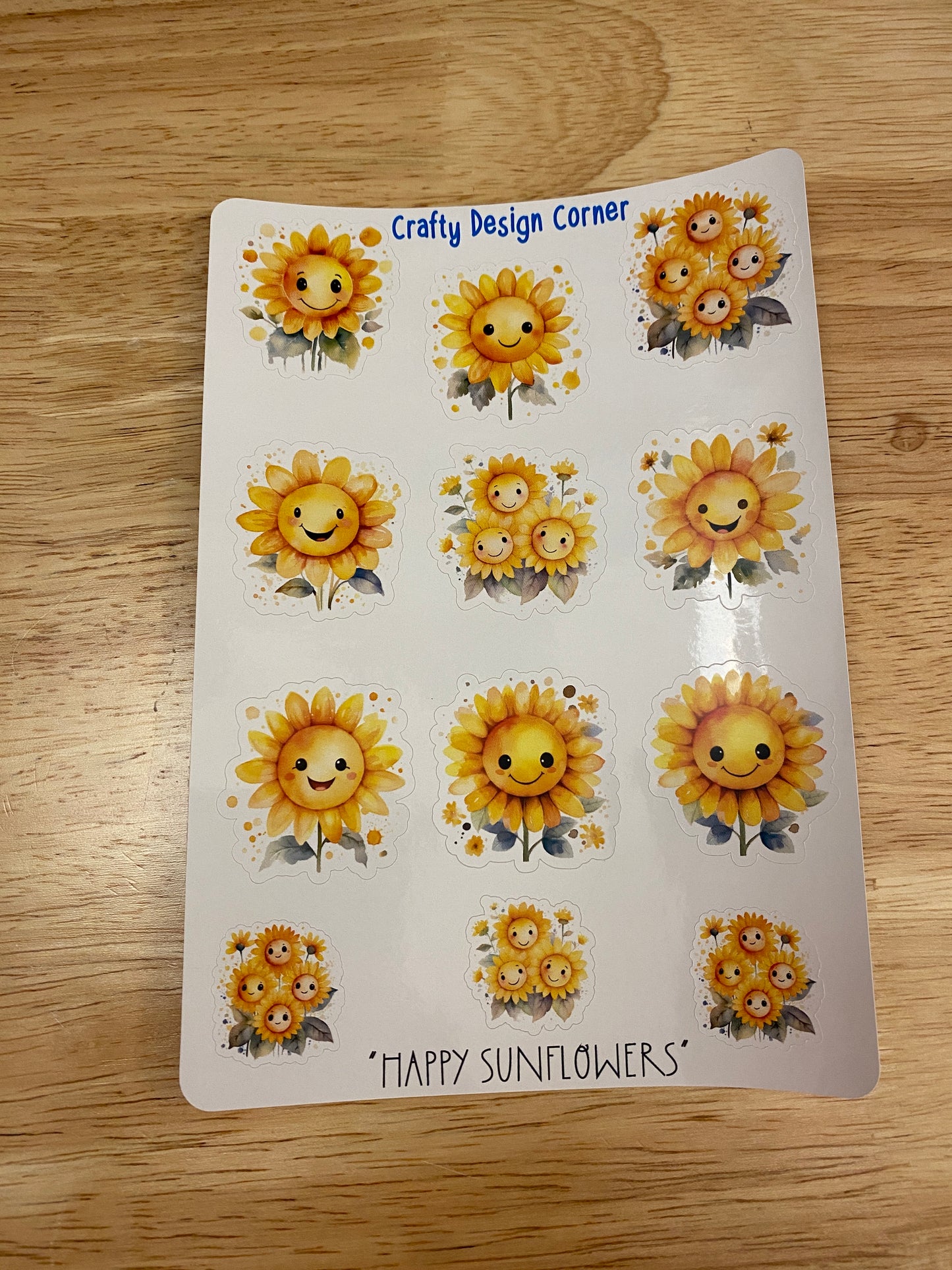 Cute Yellow Sunflowers Stickers, Sunflower with faces Sticker, Sunflower sticker sheet