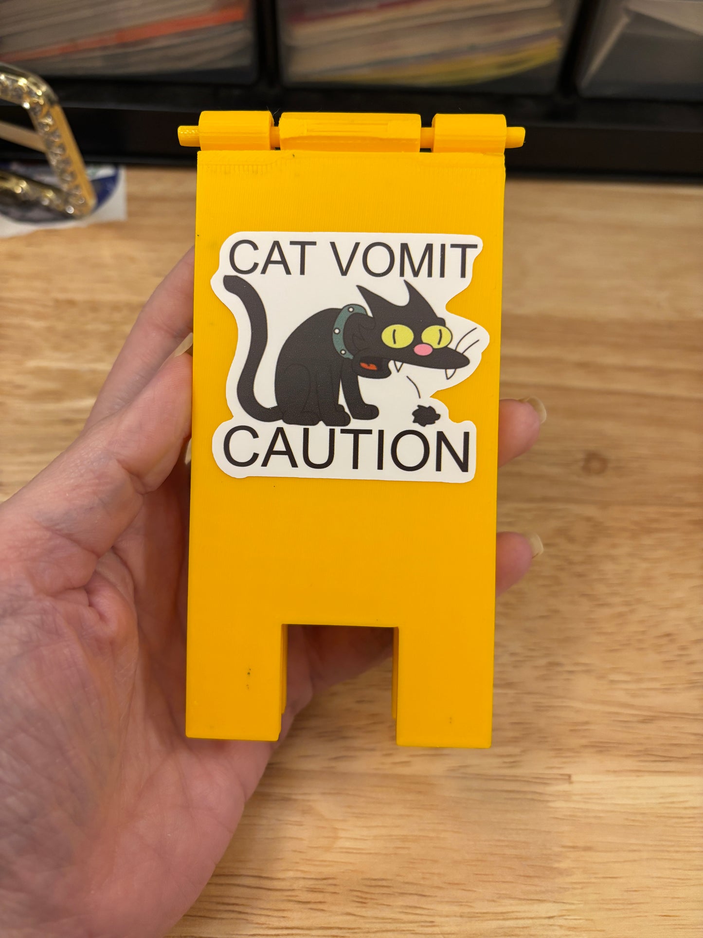 Caution cat vomit sign