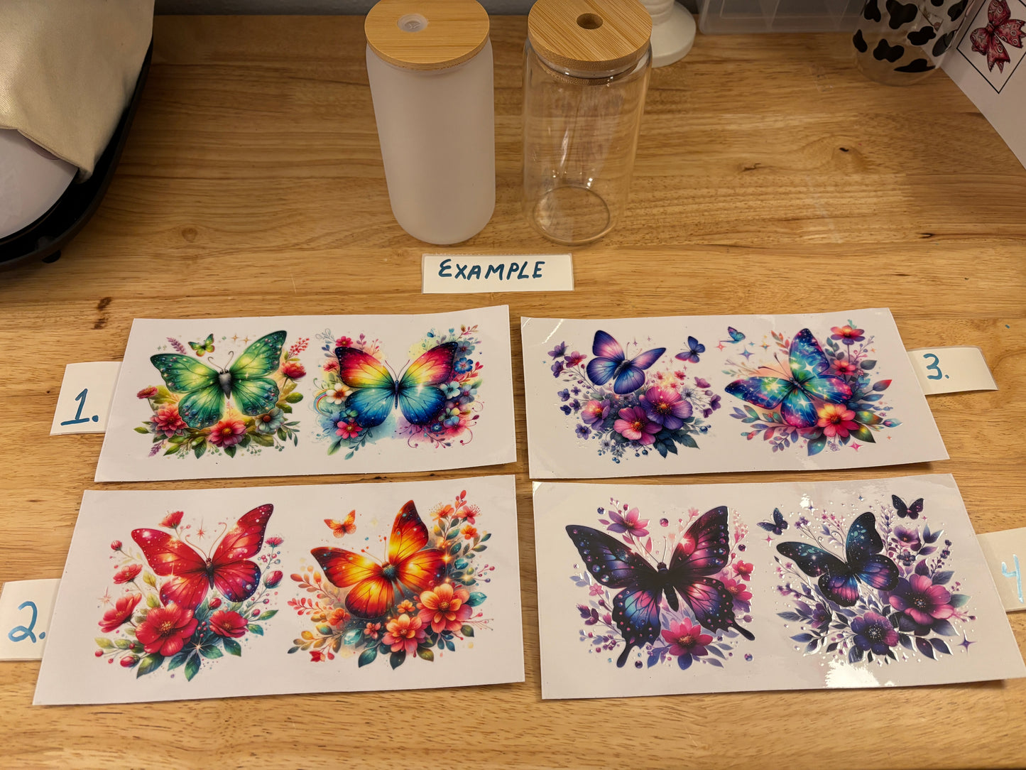 Butterflies Glass Tumbler, Clear or Frosted Tumblers option