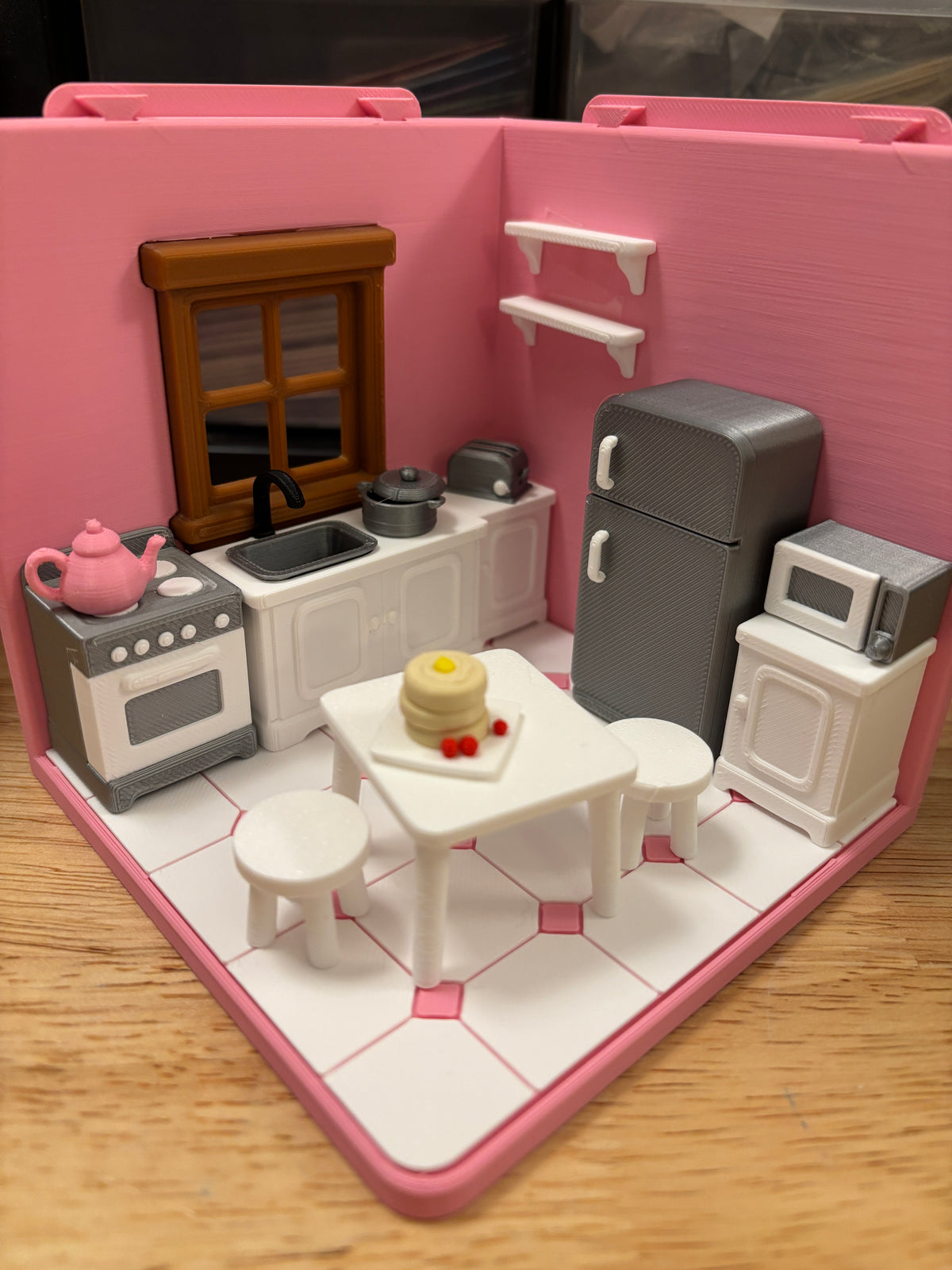 Custom Tiny Kitchen Room, 3D printed kitchen room, Kitchen room, Tiny Room, interconnecting rooms, Cute Kitchen setup